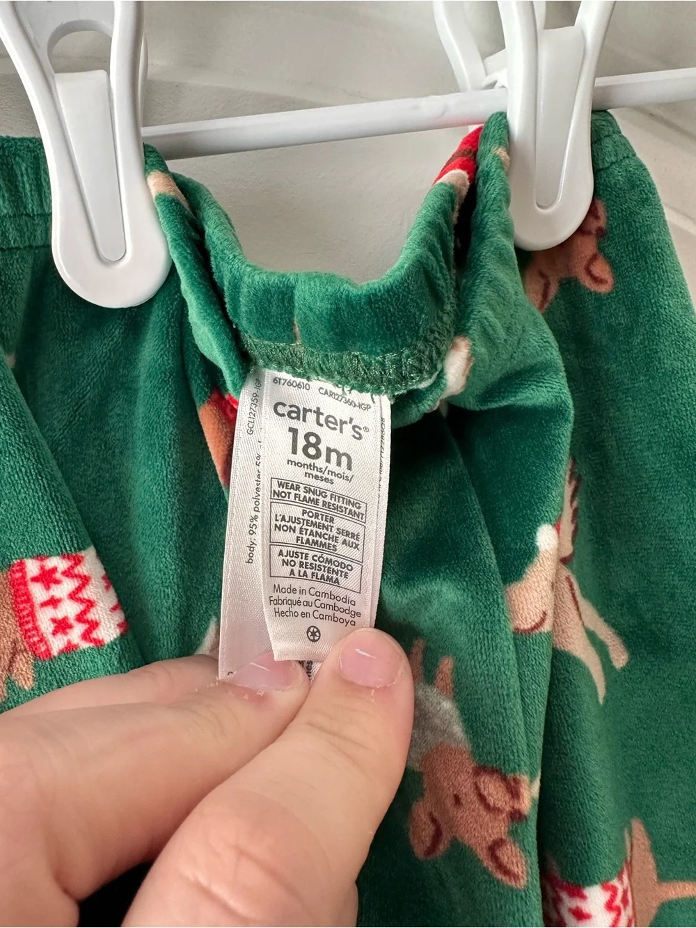 Carter's Green Holiday Reindeer Dog Pajama Set